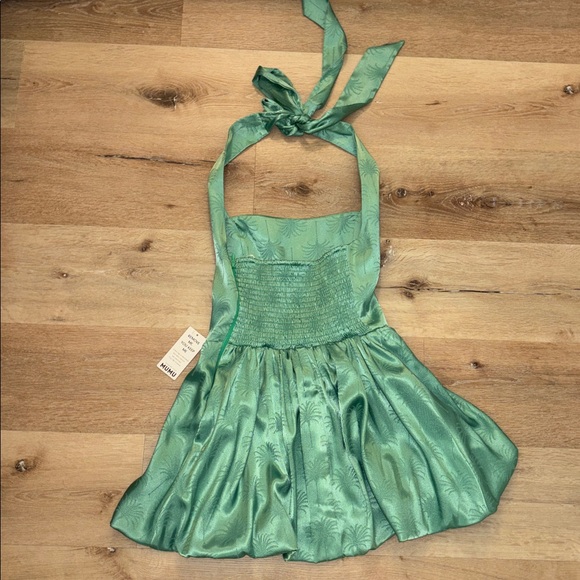 Show Me Your MUMU Piper Skort Dress | Green Palm Luxe Satin Small NWT NEW - Picture 8 of 10